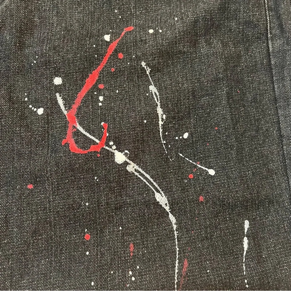 Young,‎ Rich & Famous Black Paint Splattered Denim Jeans. Size 42. - Picture 9 of 13